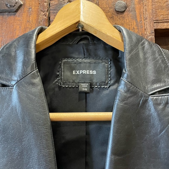 Black Express Leather Jacket Size 7/8 - Picture 3 of 5